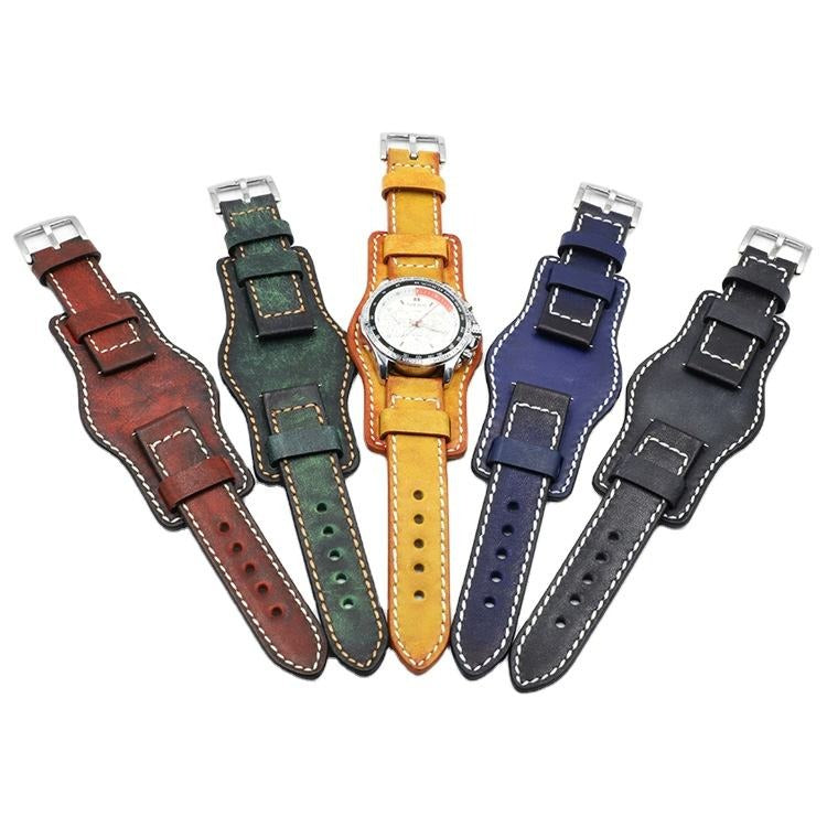 20mm Premium Leather Bund Style Watch Strap – Vintage Style