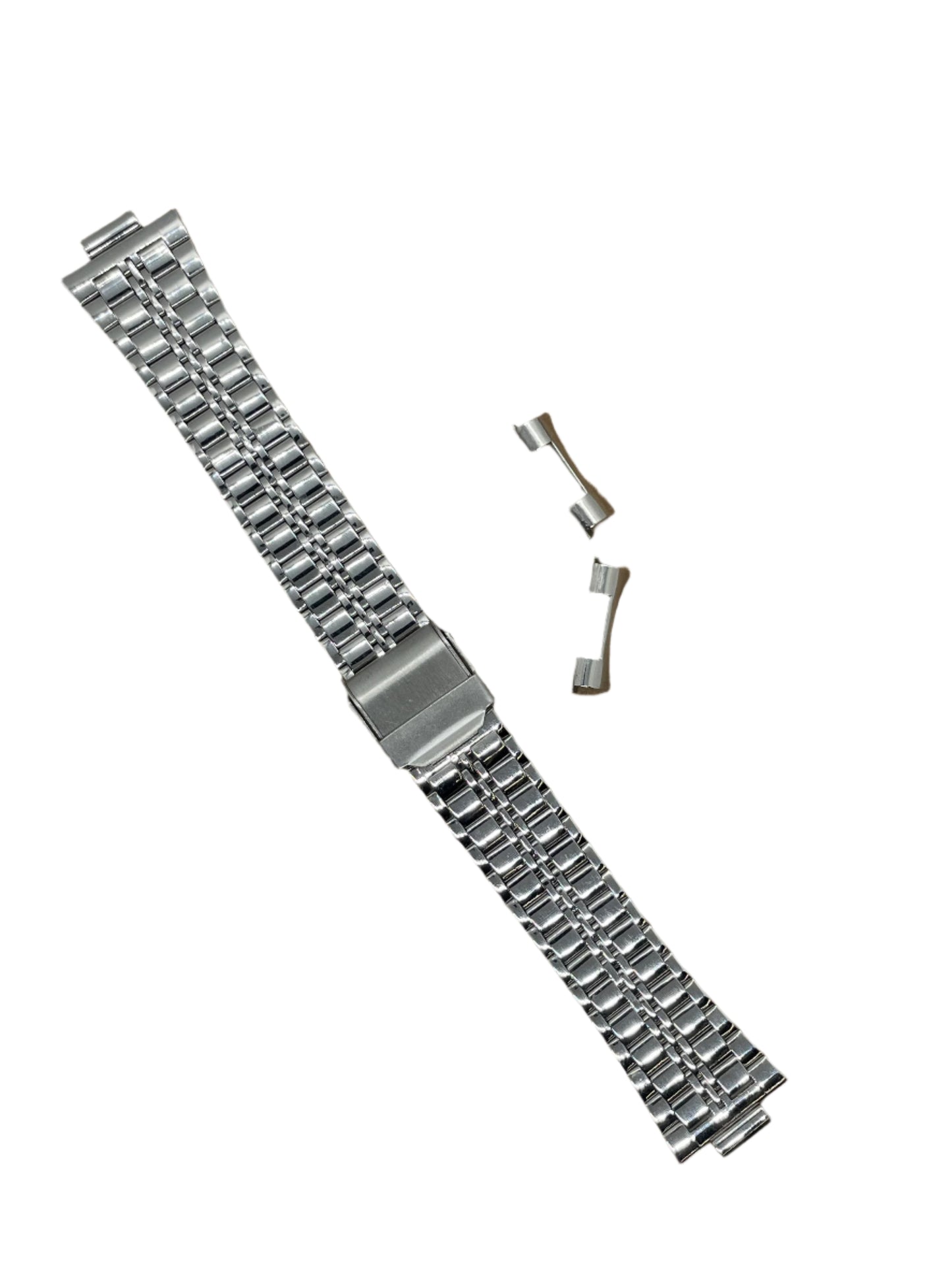 Curved End Stainless Steel Bracelet – 18mm | Folded Links | Suparv - Suparv