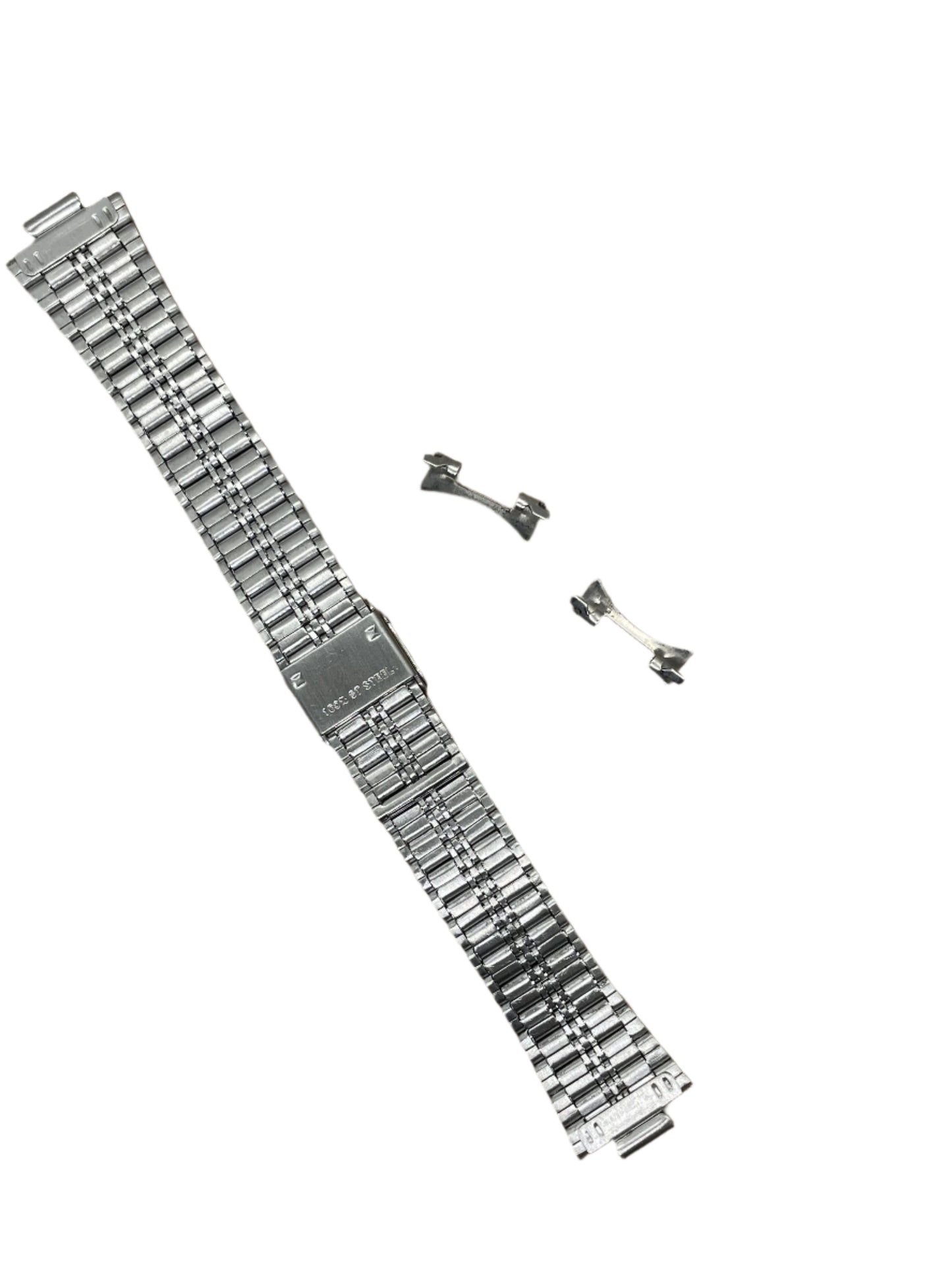 Curved End Stainless Steel Bracelet – 18mm | Folded Links | Suparv - Suparv
