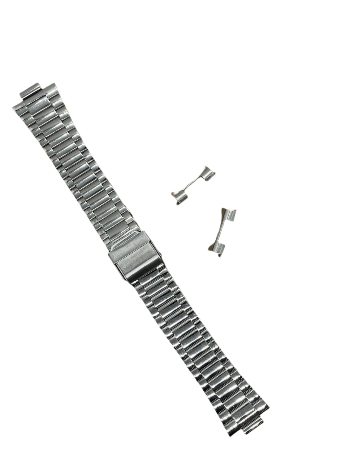 Curved End Stainless Steel Bracelet – 18mm | Folded Links | Suparv - Suparv