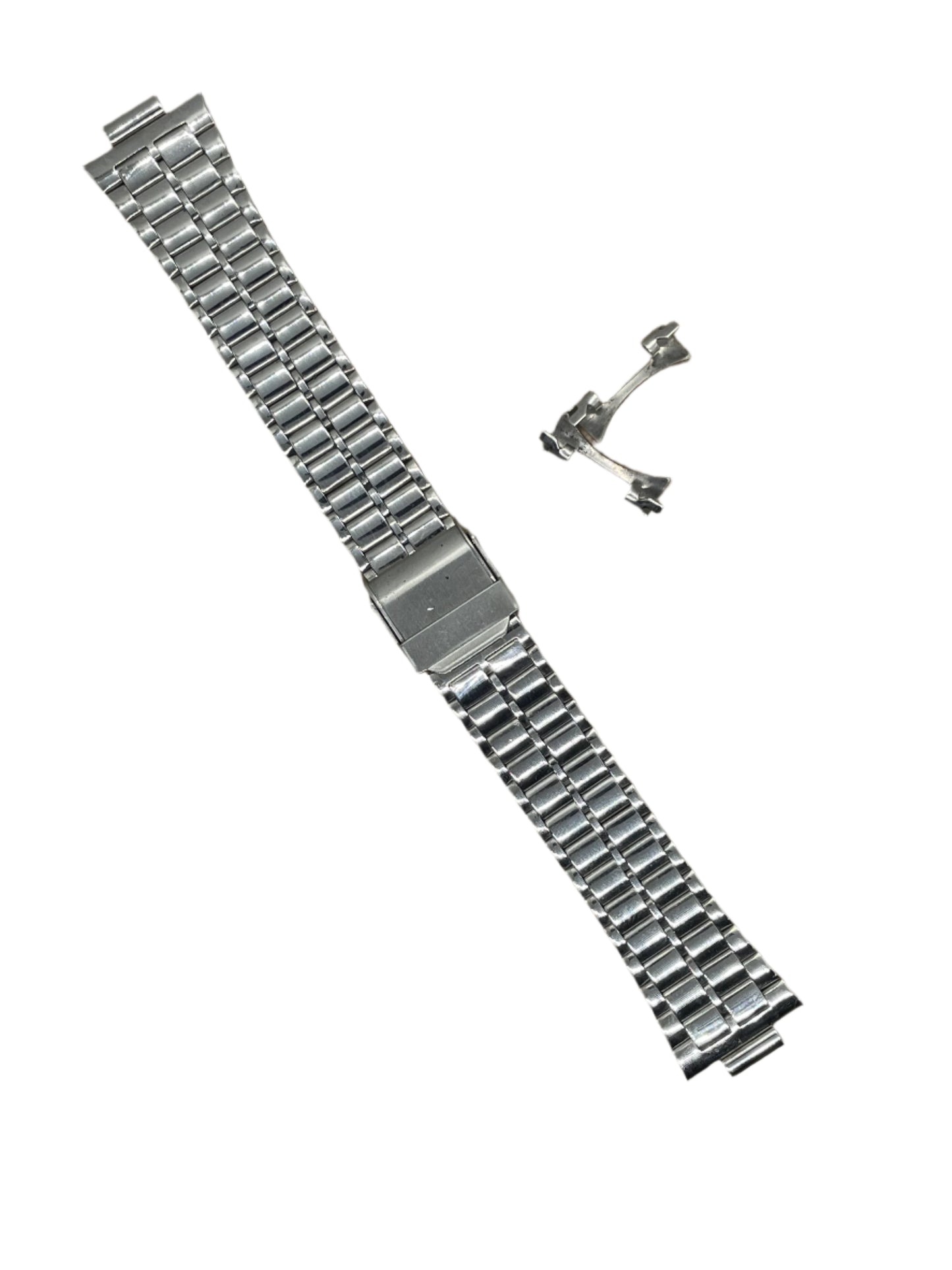 Curved End Stainless Steel Bracelet – 18mm | Folded Links | Suparv - Suparv