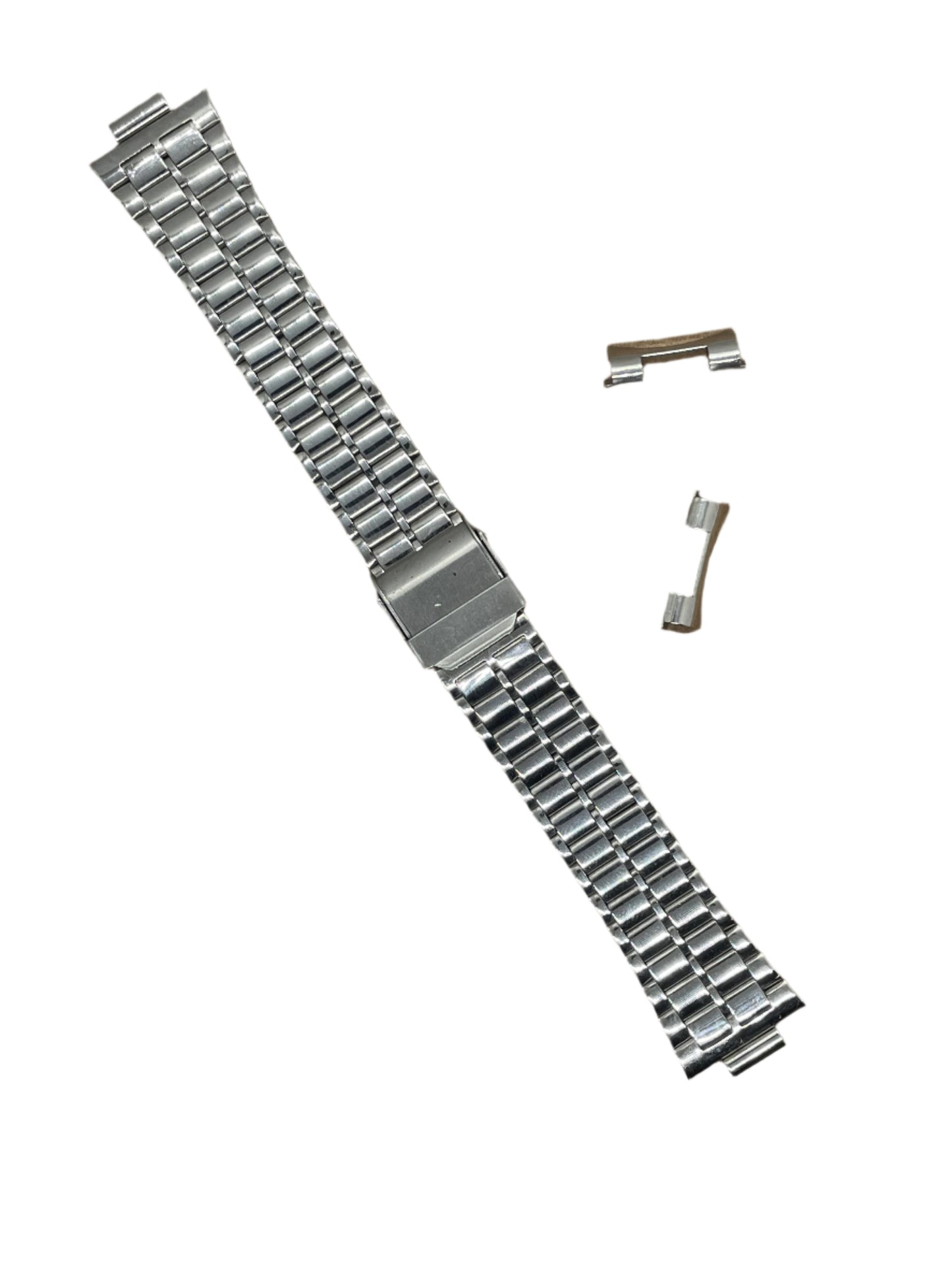 Curved End Stainless Steel Bracelet – 18mm | Folded Links | Suparv - Suparv