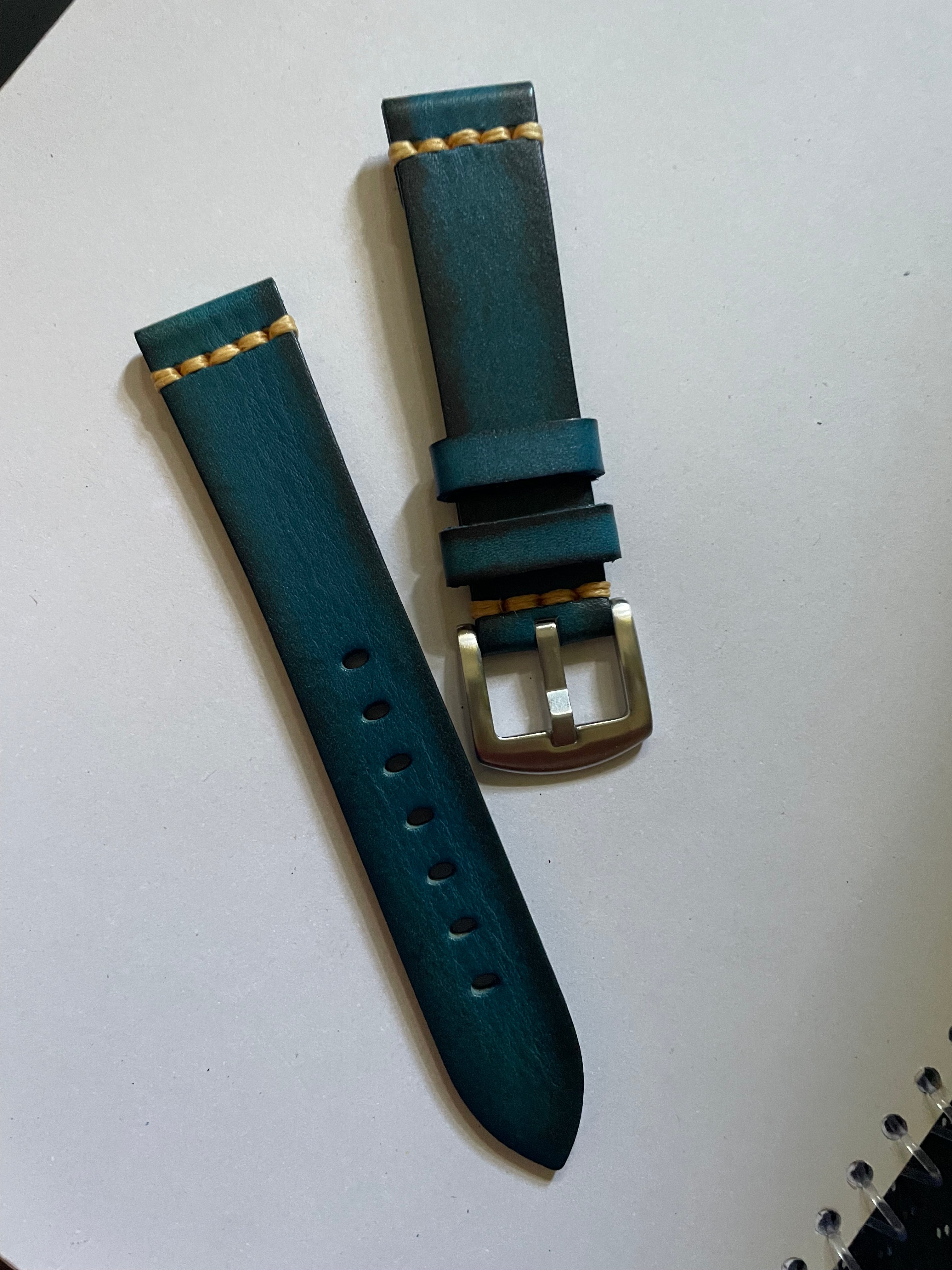 Vegetable Tanned Leather Watch Strap – Vintage Top Grain Leather Band (20mm)