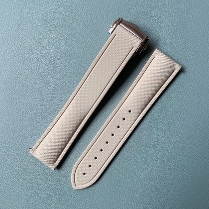 Loop-Free FKM Rubber Watch Band with Deployment Clasp – Sailcloth Texture (20mm)
