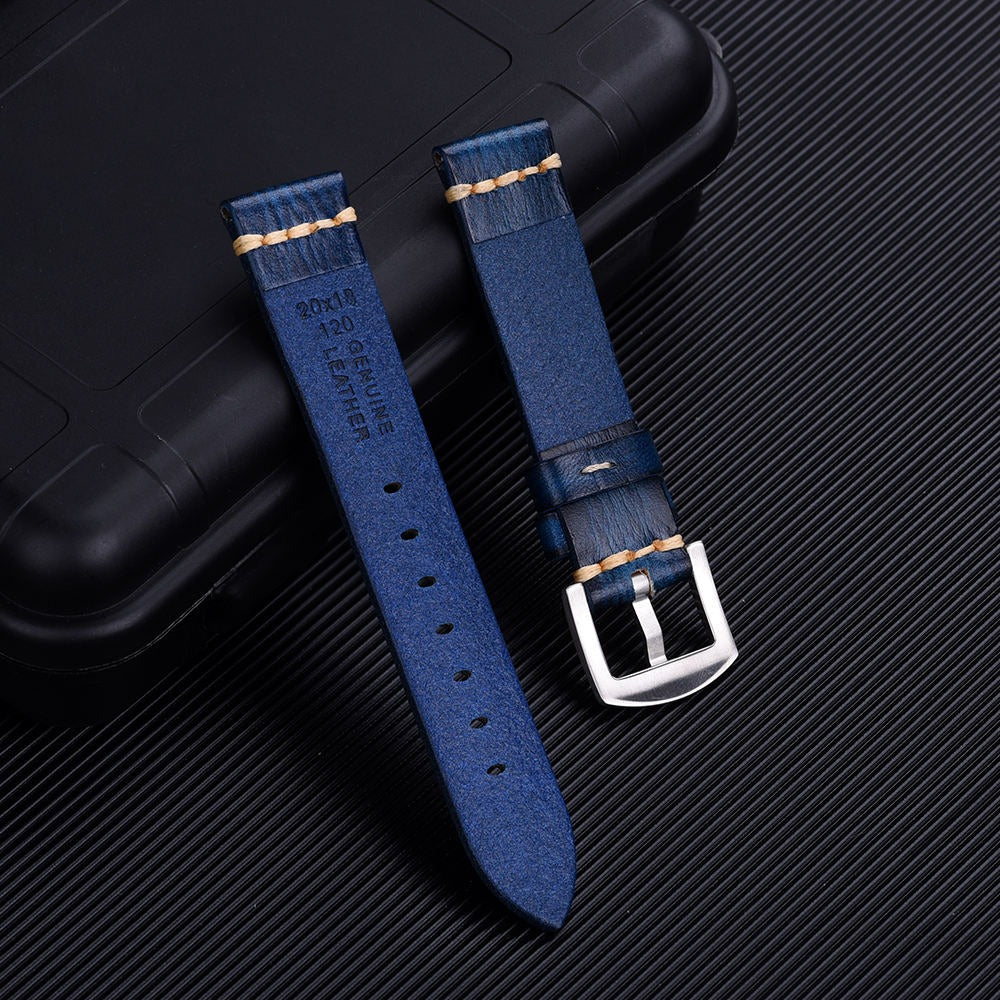 Vegetable Tanned Leather Watch Strap – Vintage Top Grain Leather Band (20mm)