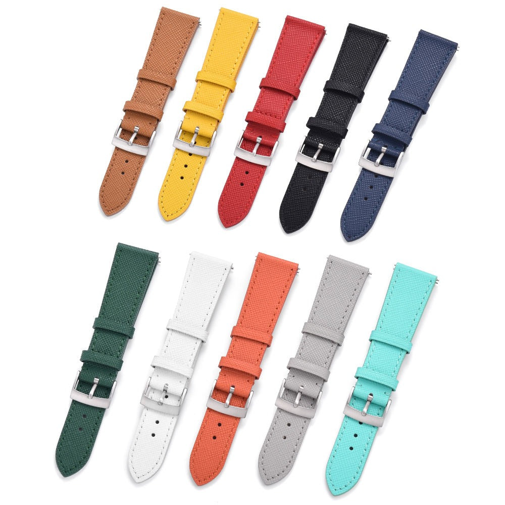 Elegant Saffiano Leather Watch Strap – Quick Release Genuine Leather Band