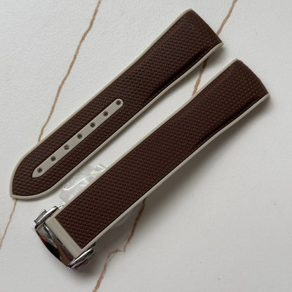 Two-Tone FKM Rubber Watch Strap with Deployment Buckle (20mm)