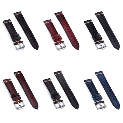 Vegetable Tanned Leather Watch Strap – Vintage Top Grain Leather Band (20mm)
