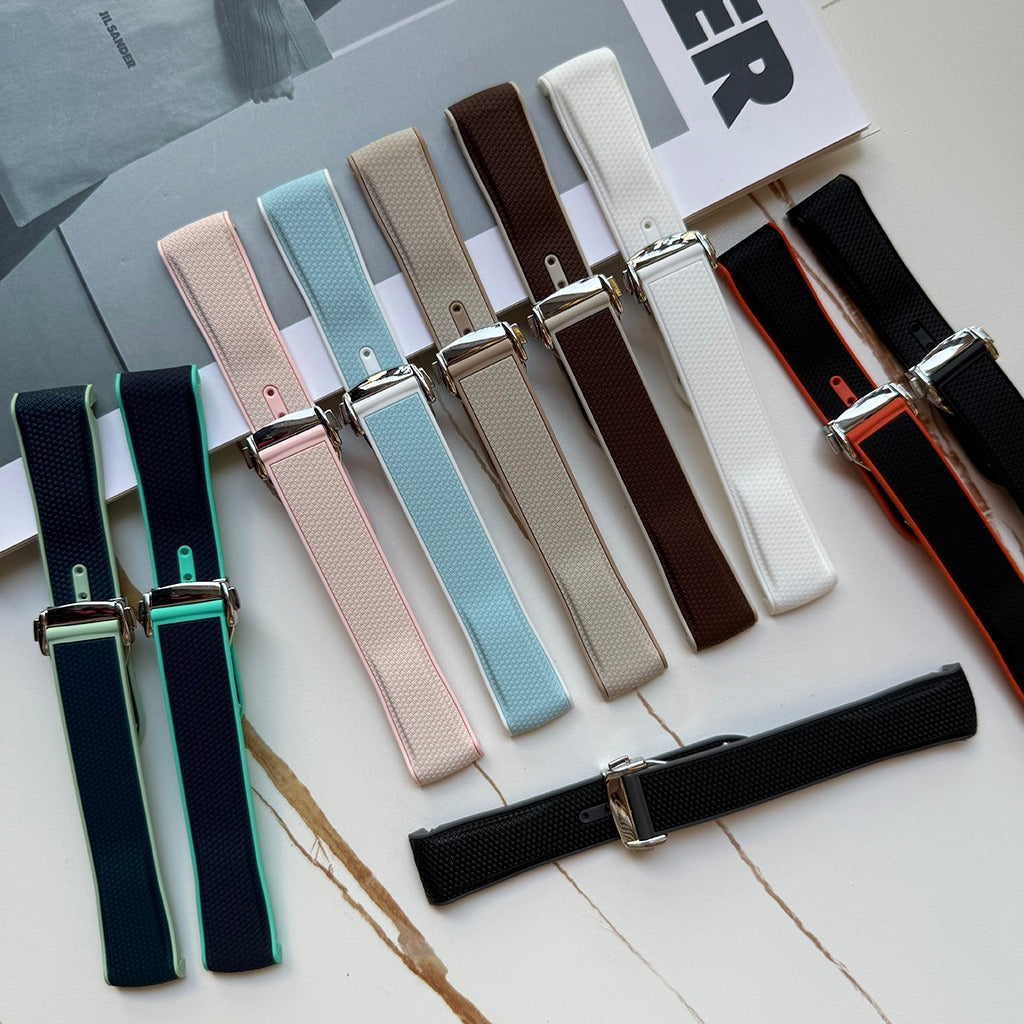 Two-Tone FKM Rubber Watch Strap with Deployment Buckle (20mm)