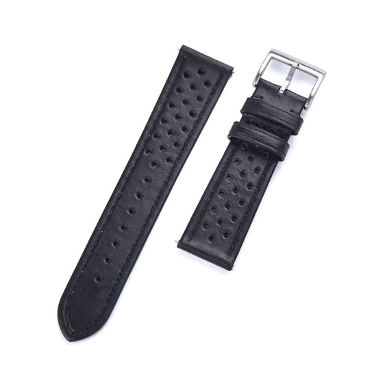 Rally Genuine Calf Leather Watch Strap – Vintage Perforated Racing Band with Quick Release (18mm / 20mm / 22mm)