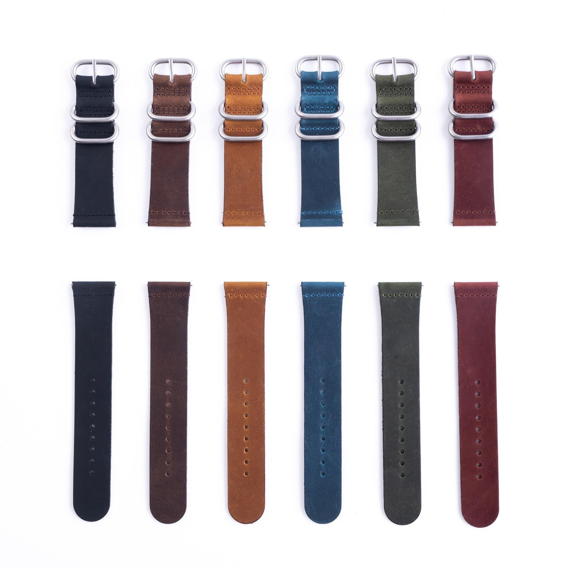 20mm Premium Zulu 2-Piece Leather Watch Strap