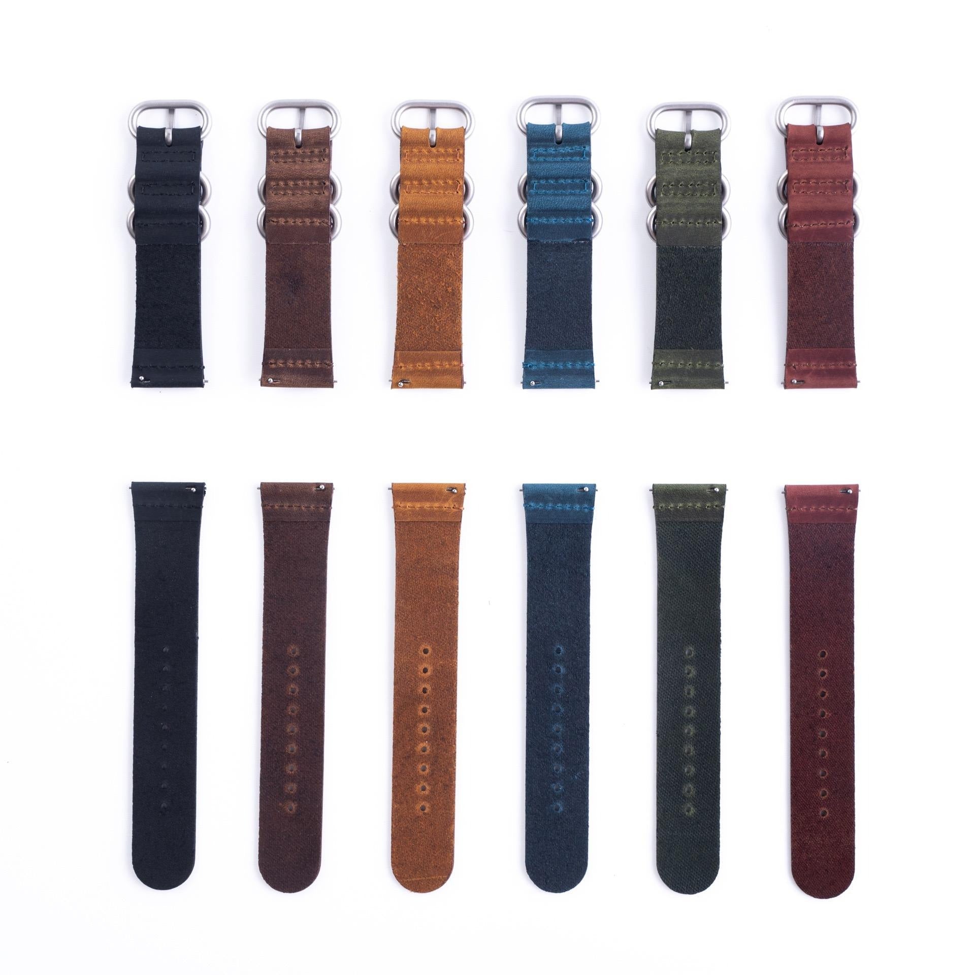 20mm Premium Zulu 2-Piece Leather Watch Strap