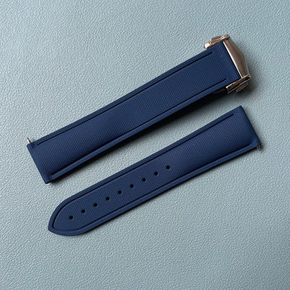 Loop-Free FKM Rubber Watch Band with Deployment Clasp – Sailcloth Texture (20mm)