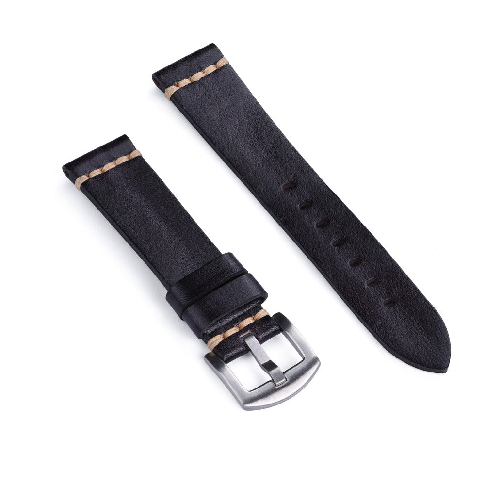 Vegetable Tanned Leather Watch Strap – Vintage Top Grain Leather Band (20mm)