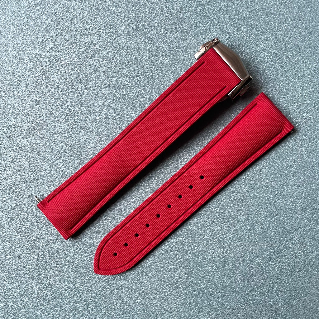 Loop-Free FKM Rubber Watch Band with Deployment Clasp – Sailcloth Texture (20mm)