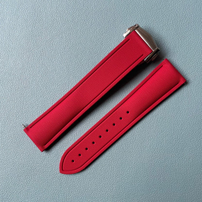 Loop-Free FKM Rubber Watch Band with Deployment Clasp – Sailcloth Texture (20mm)