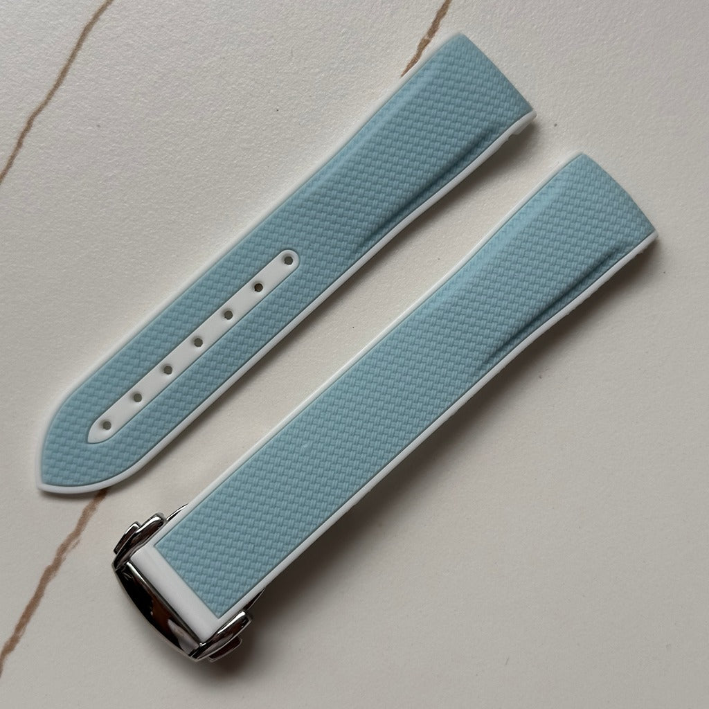 Two-Tone Premium FKM Rubber Watch Strap with Deployment Buckle – 20mm Curved End Band