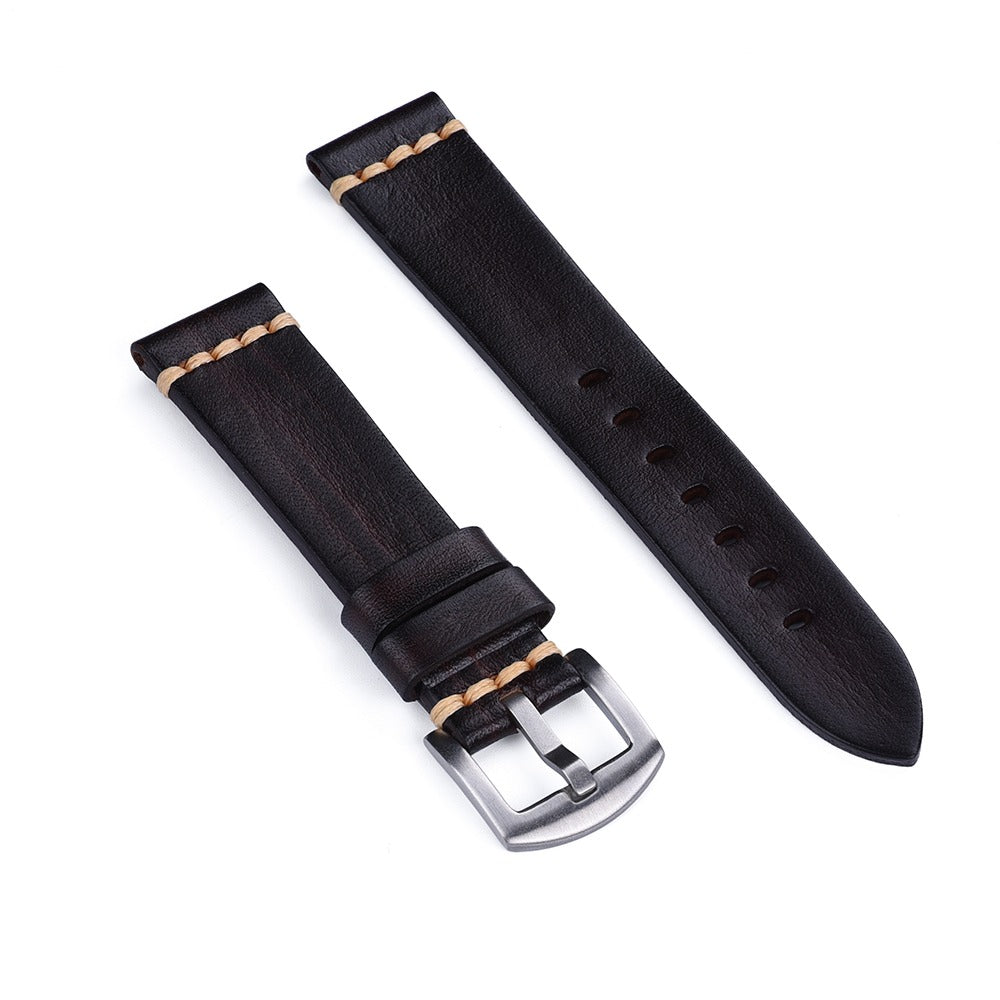 Vegetable Tanned Leather Watch Strap – Vintage Top Grain Leather Band (20mm)