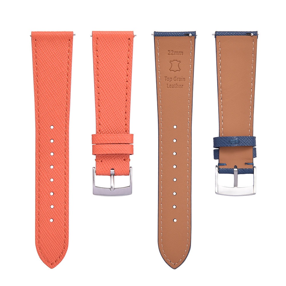 Elegant Saffiano Leather Watch Strap – Quick Release Genuine Leather Band