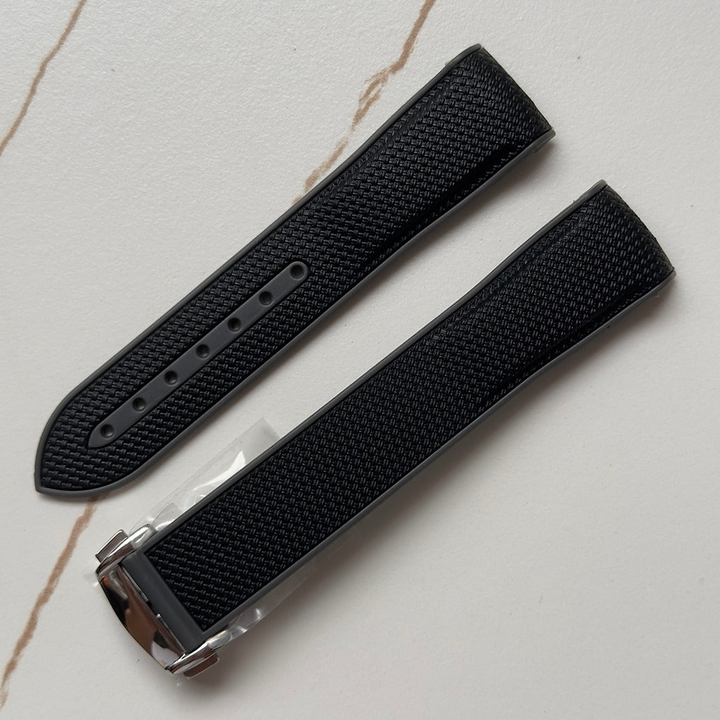 Two-Tone Premium FKM Rubber Watch Strap with Deployment Buckle – 20mm Curved End Band