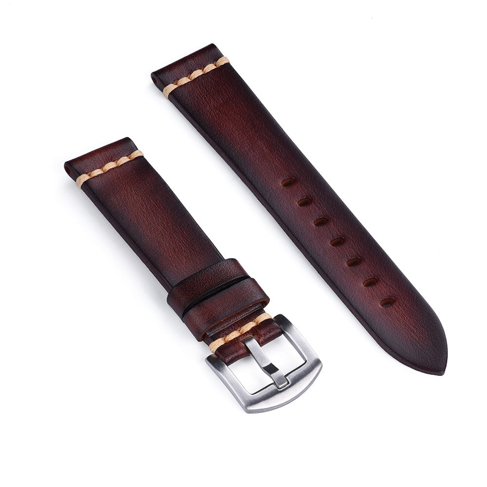 Vegetable Tanned Leather Watch Strap – Vintage Top Grain Leather Band (20mm)