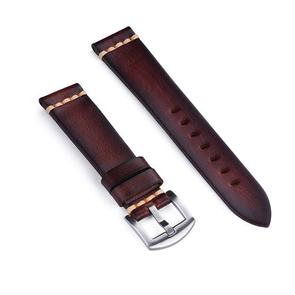 Vegetable Tanned Leather Watch Strap – Vintage Top Grain Leather Band (20mm)