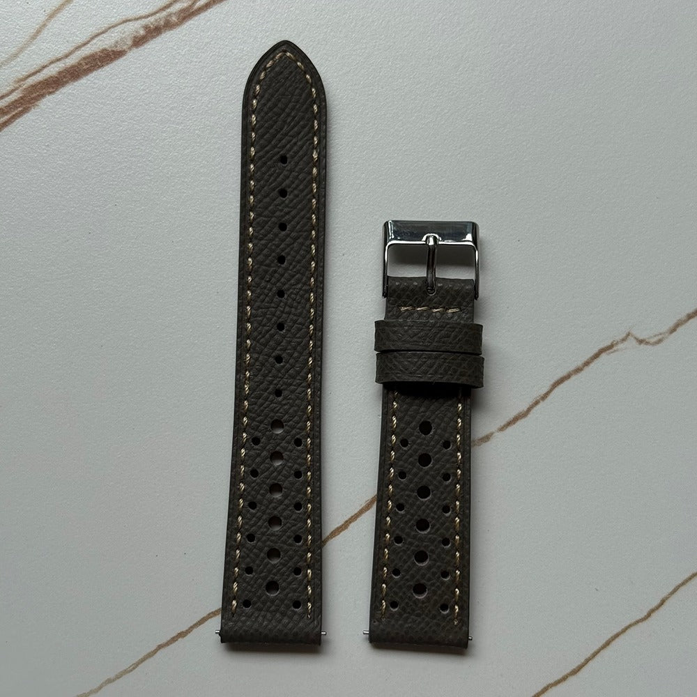Top Grain Genuine Leather Epsom Racing Watch Strap – Rally Style, 18mm / 19mm / 20mm
