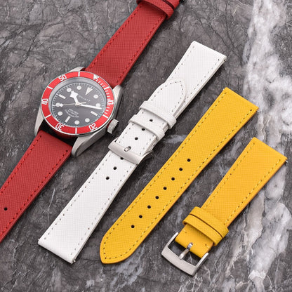Elegant Saffiano Leather Watch Strap – Quick Release Genuine Leather Band