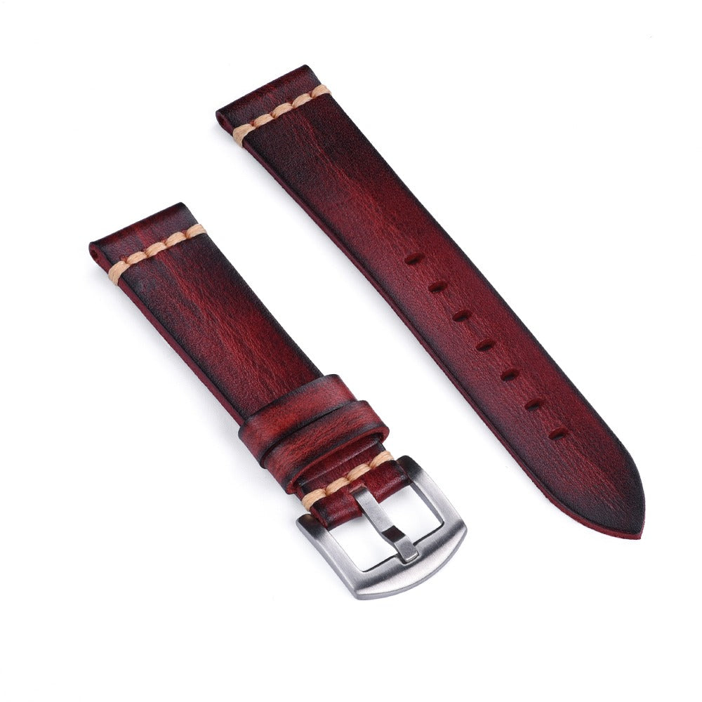 Vegetable Tanned Leather Watch Strap – Vintage Top Grain Leather Band (20mm)