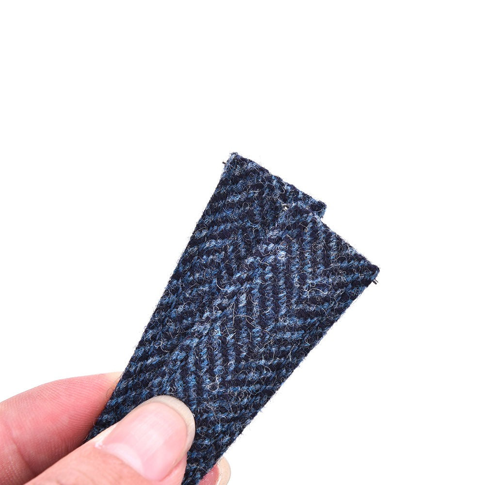 Hybrid Canvas & Top Grain Leather Watch Strap – Herringbone Tweed, Quick Release (18mm / 20mm / 22mm)