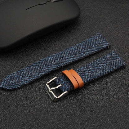 Hybrid Canvas & Top Grain Leather Watch Strap – Herringbone Tweed, Quick Release (18mm / 20mm / 22mm)