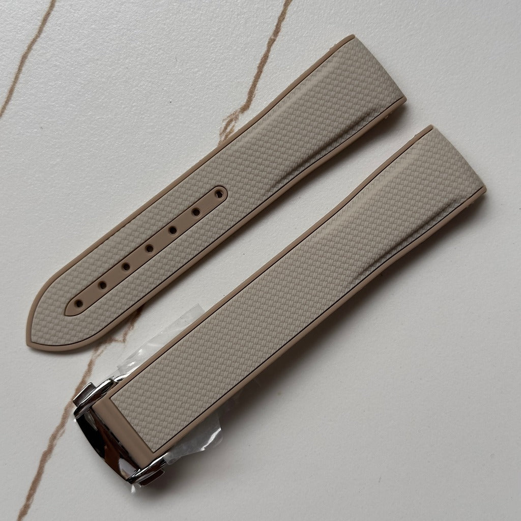 Two-Tone Premium FKM Rubber Watch Strap with Deployment Buckle – 20mm Curved End Band