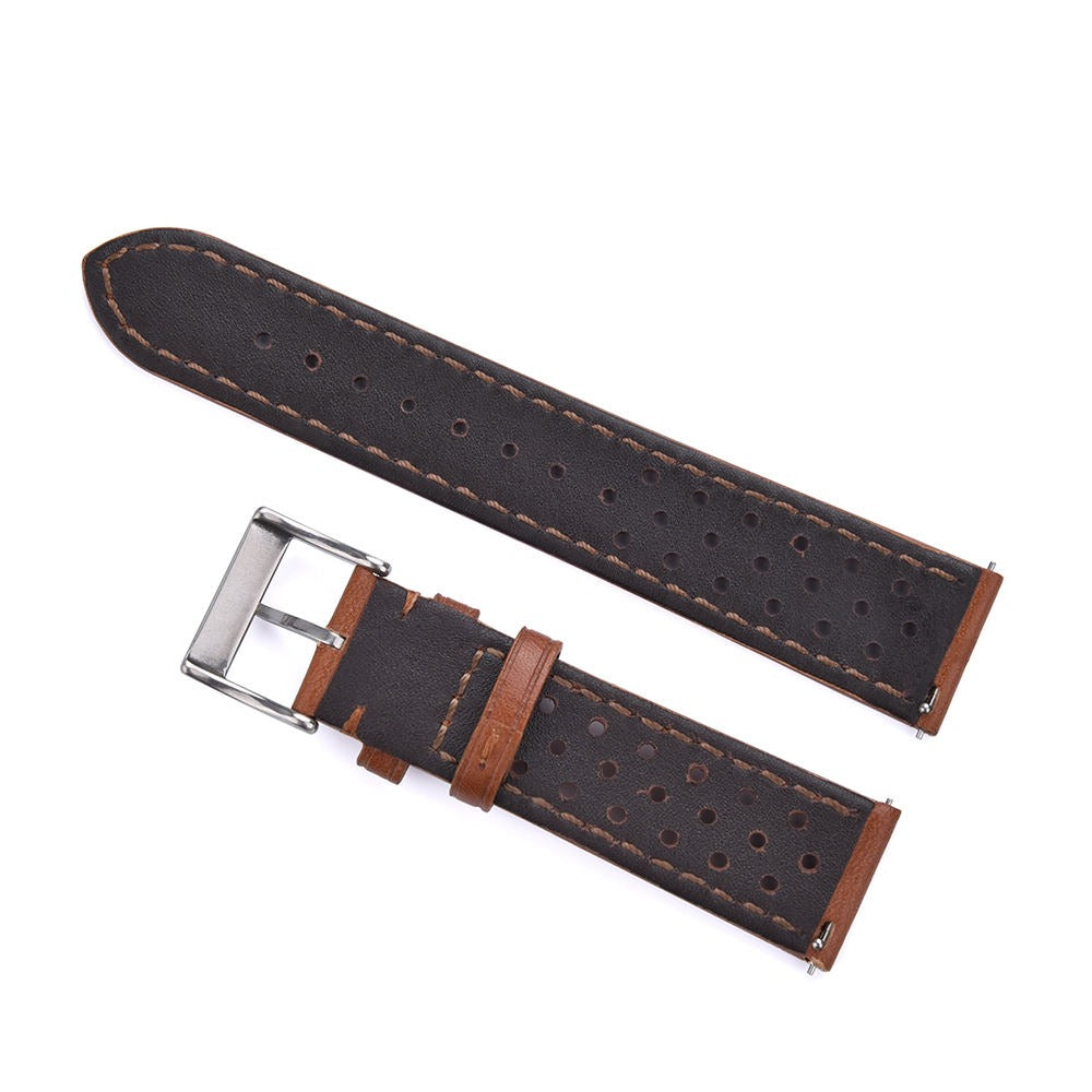 Rally Genuine Calf Leather Watch Strap – Vintage Perforated Racing Band with Quick Release (18mm / 20mm / 22mm)