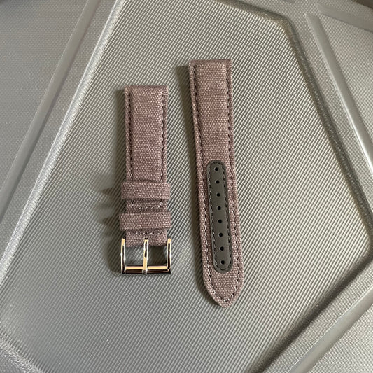 20mm Grey Denim Watch Strap with Leather Lining & Rubber Reinforcements