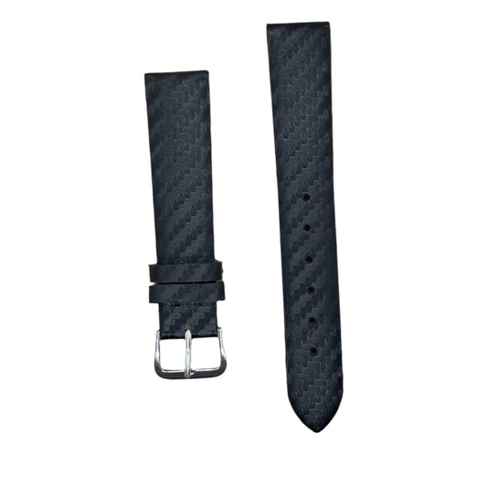 18mm Black Leather Watch Strap – Carbon Fiber Texture | Suparv - Suparv