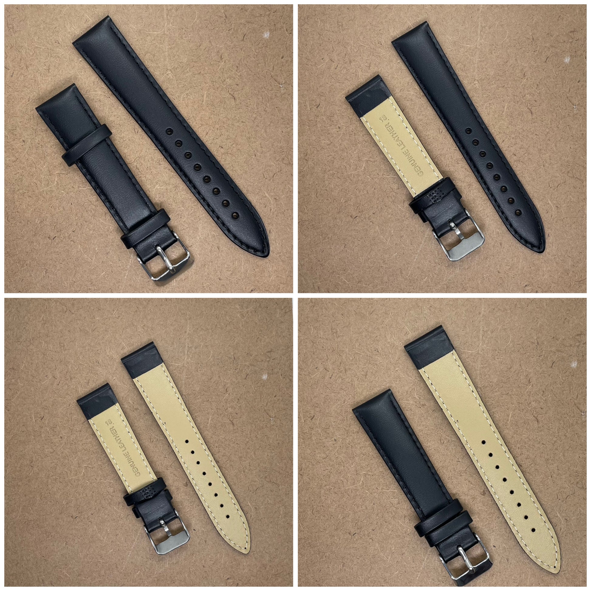 18mm Leather Watch Strap – Classic Plain Colors - Suparv