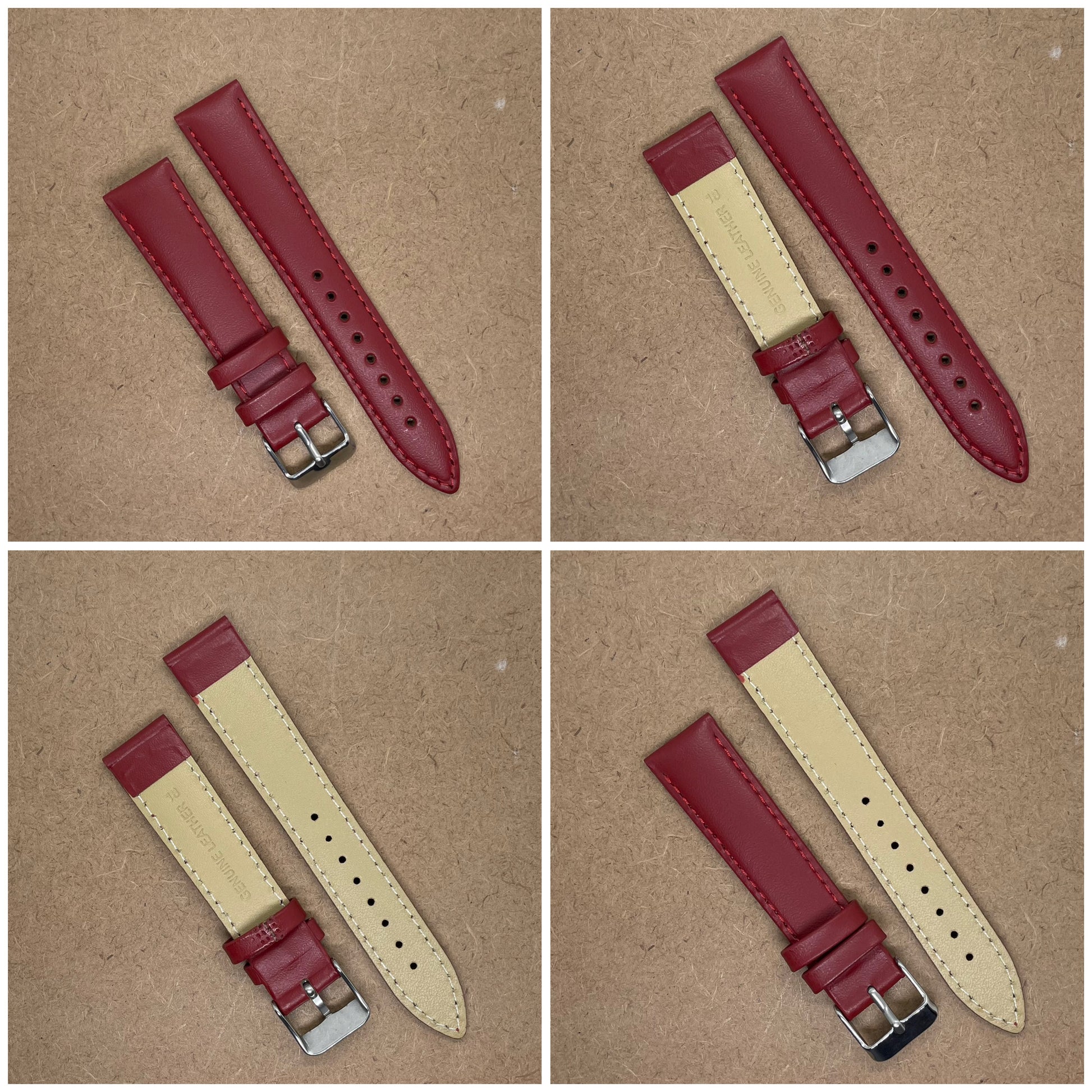 18mm Leather Watch Strap – Classic Plain Colors - Suparv