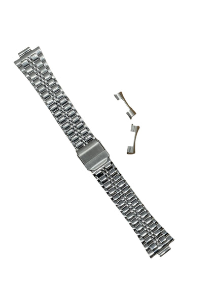 Curved End Stainless Steel Bracelet – 18mm | Folded Links | Suparv - Suparv