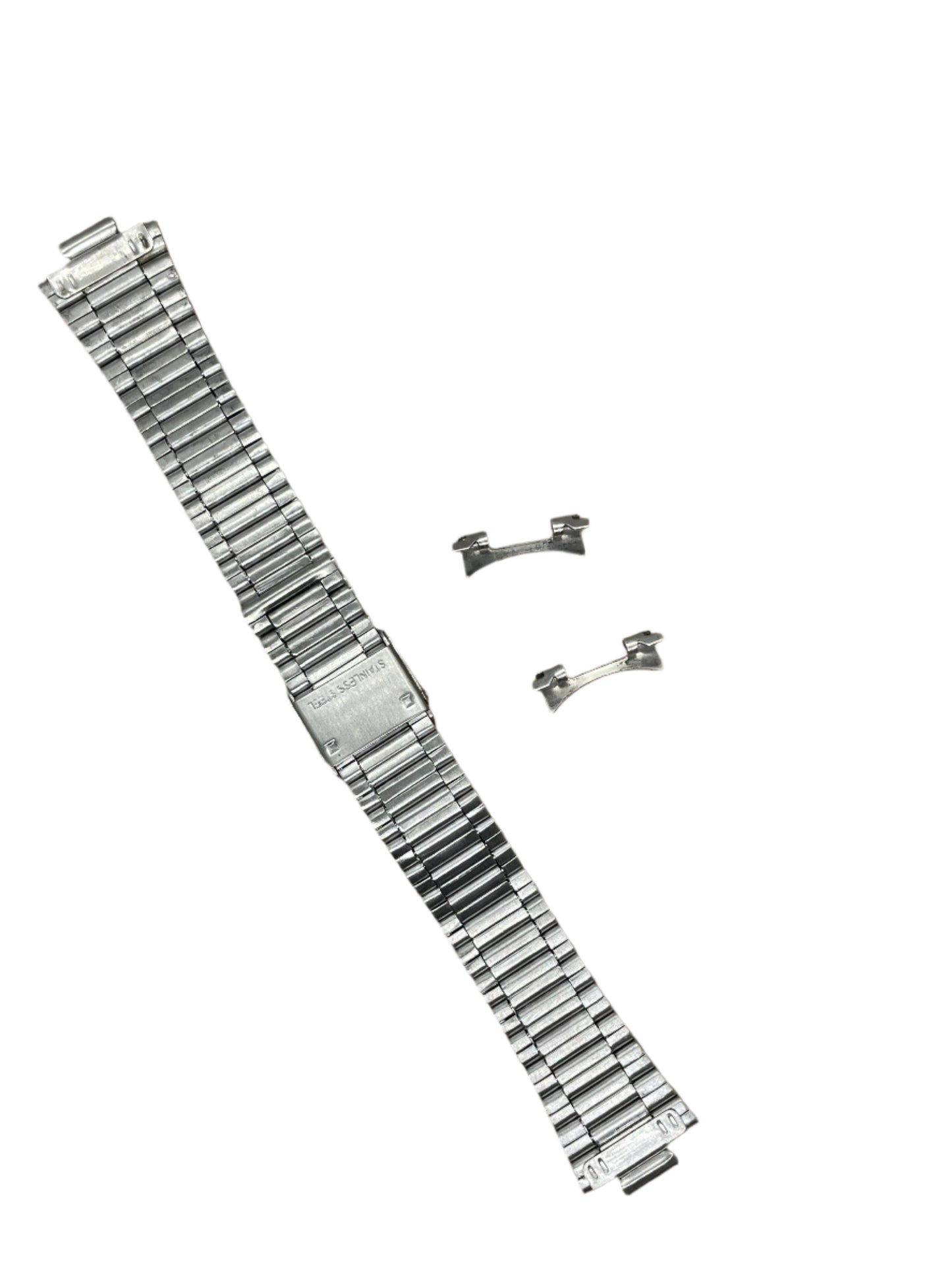 Curved End Stainless Steel Bracelet – 18mm | Folded Links | Suparv - Suparv