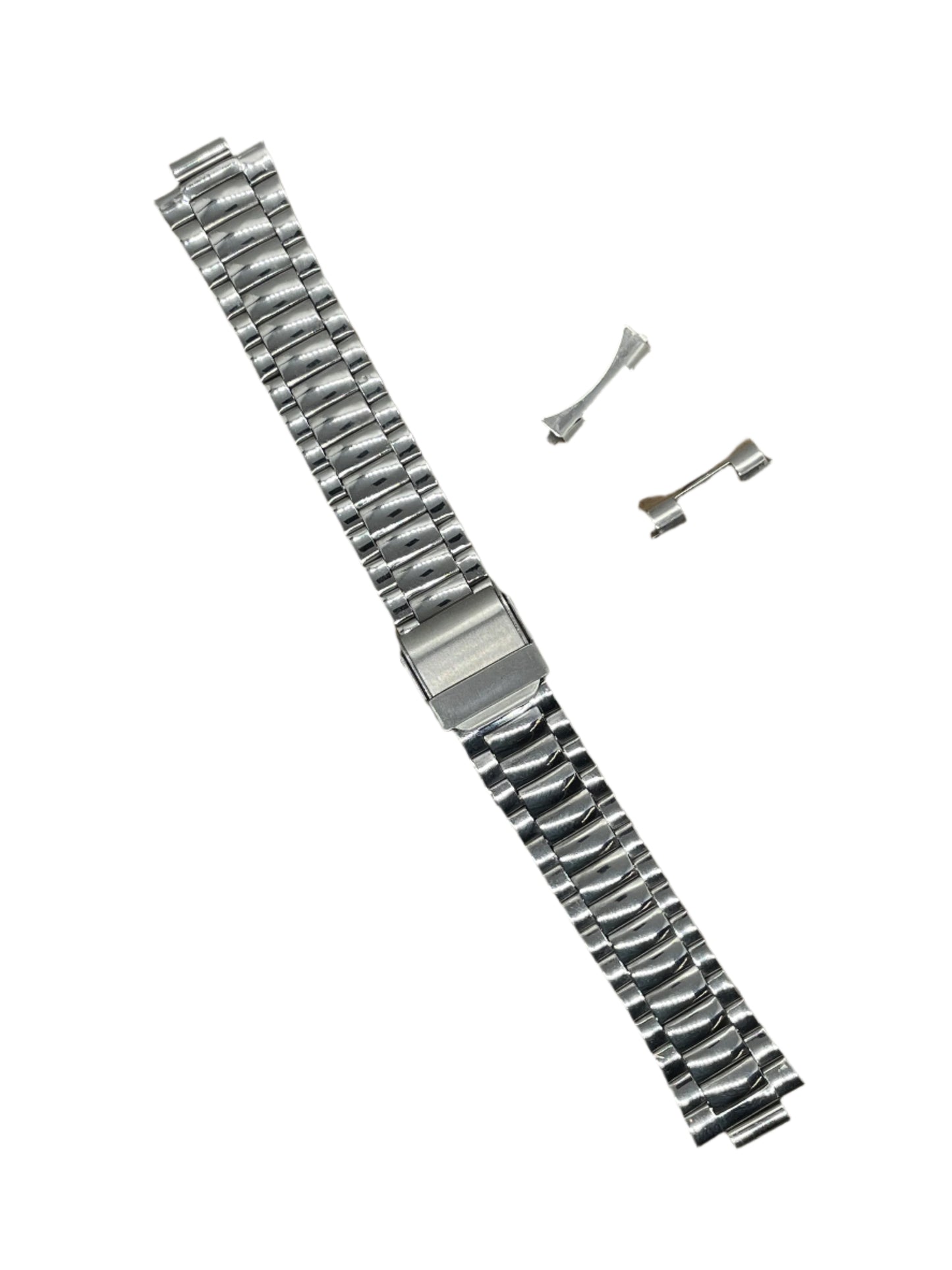 Curved End Stainless Steel Bracelet – 18mm | Folded Links | Suparv - Suparv