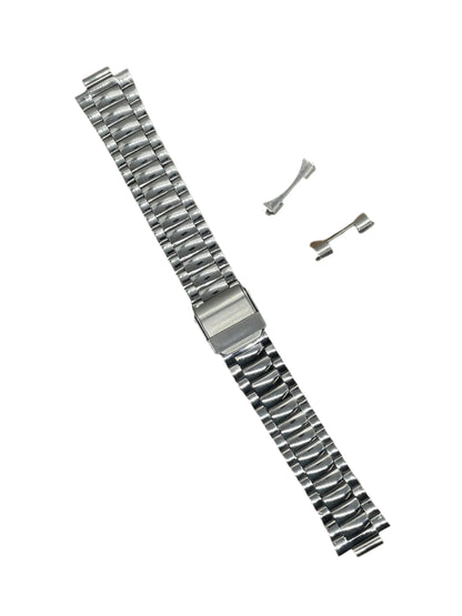 Curved End Stainless Steel Bracelet – 18mm | Folded Links | Suparv - Suparv