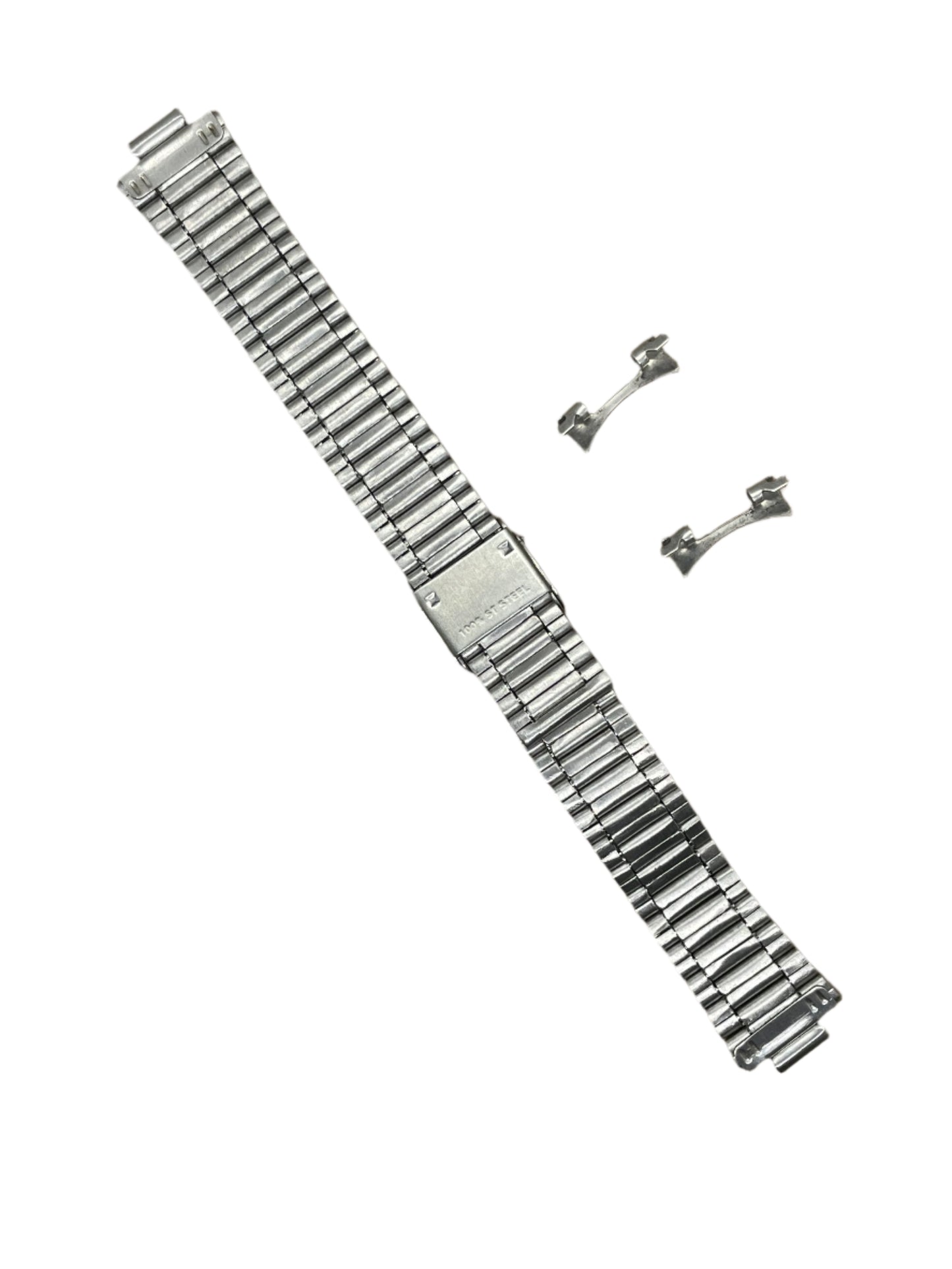 Curved End Stainless Steel Bracelet – 18mm | Folded Links | Suparv - Suparv