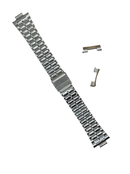 Curved End Stainless Steel Bracelet – 18mm | Folded Links | Suparv - Suparv