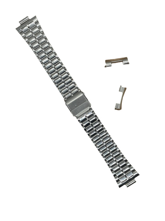 Curved End Stainless Steel Bracelet – 18mm | Folded Links | Suparv - Suparv