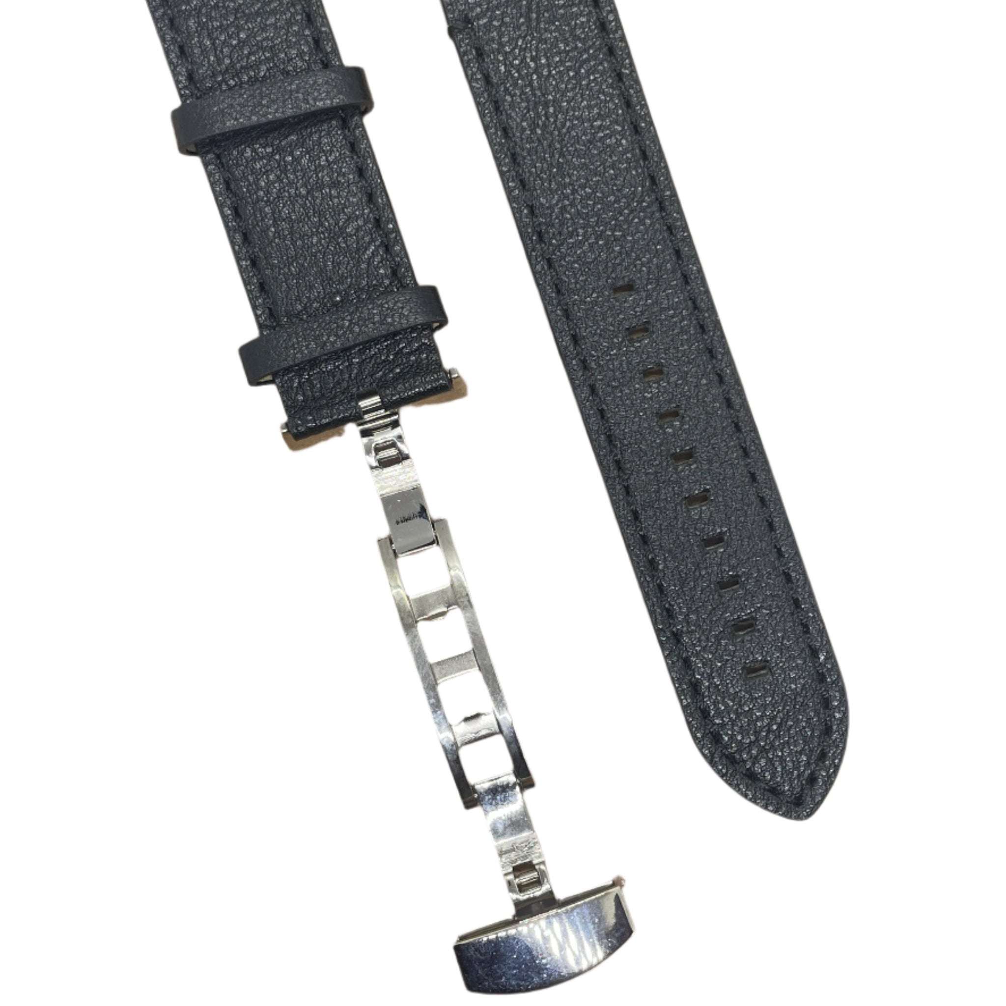 22mm Leather Watch Strap with no Push-Type Clasp – Silver & Rose Gold Buckle - Suparv