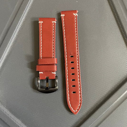 20mm Premium Leather Strap with White Stitch & Quick Release