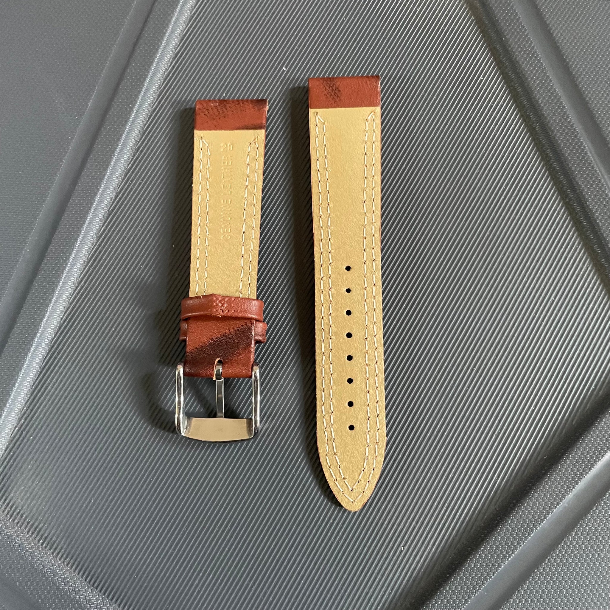 20mm Double Stitch Premium Leather Strap
