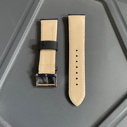 22mm Blue Denim Watch Strap with Leather Lining & Rubber Reinforcements